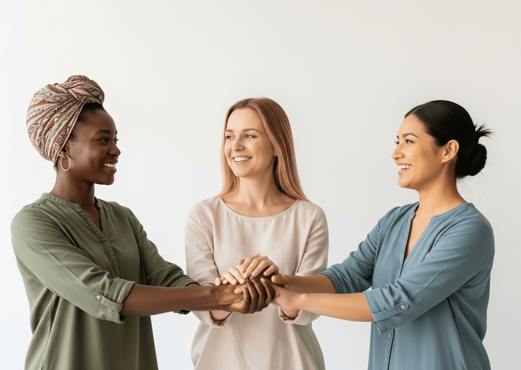 Woman with hands behind head, smiling
